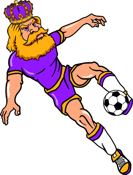 King soccer player team mascot color vinyl sports decal. Customize on line. King Soccer